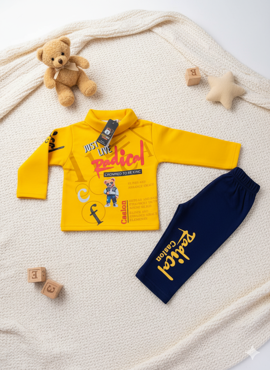"Newborn Baby Tracksuit - Cozy & Cute Graphic Set"